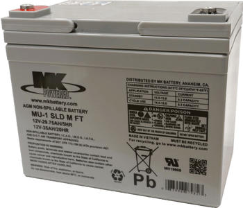 MK Powered 12V 35Ah Rollstuhl Batterie AGM Bleiakku MU-1 SLD M-FT