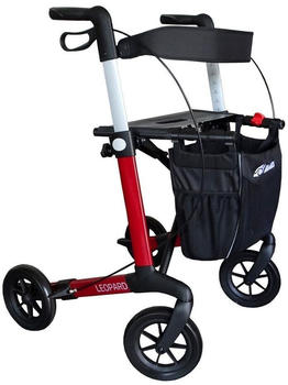 FabaCare Leopard Premium Rollator Set mit Softrädern rot