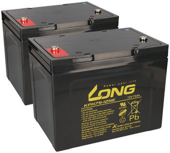 Kung Long Bleiakku KPH75-12NE M6 12V 75Ah zyklenfest für Invacare Comet und Comet HD (2 Stk.)