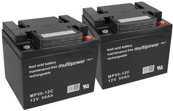 Multipower 12V 50Ah Blei AGM Akku f&uuml;r Elektromobil Dietz Agin (2 Stk.)