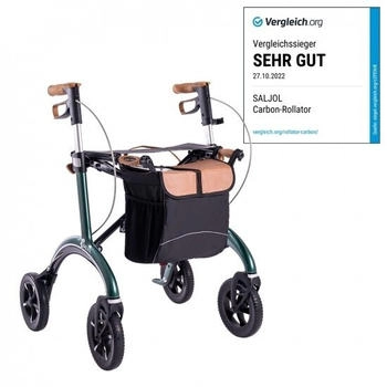 Saljol Carbon Leichtgewichtrollator mit Sitz SH 62 cm kupfer