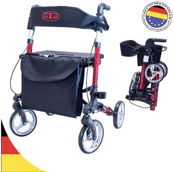 Antar Leichtgewichtrollator 3-fach faltbar rot