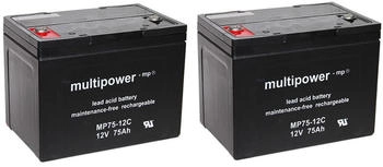 Multipower Ersatzakku für Sopur E140 2 x 12V 75Ah MP75-12C Blei AGM Akku-Satz zyklenfest
