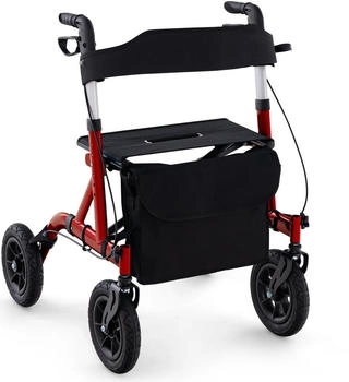 Costway 2in1 Rollator mit Sitz faltbar Alu Rot