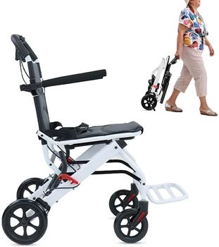 cadciehe Tragbarer Transit-Reiserollstuhl, Faltbar, Leicht 8,2 kg f&uuml;r Erwachsene, Senioren, Transportrollst&uuml;hle, 90 kg, Aluminium