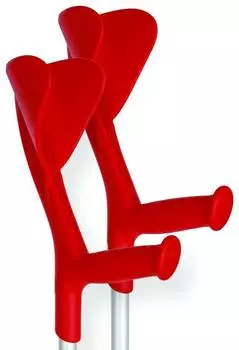Gima Herdegen - Evolution Aluminium Krücken, höhenverstellbar 10 alle 20 mm, Armstütze, ergonomischer Griff, Farbe Rot/Grau, 1 Paar