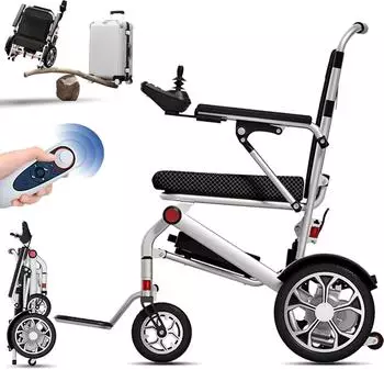Bueuwe Ultraleichter Faltbarer Elektrische RollstüHle 14.9 Kg TragfäHigkeit 150 Leicht Rollstuhl Elektrisch mit Fernbedienung Li-Ion Battery 12ah Faltbar Elektrorollstuhl Für Die Wohnung