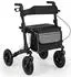 Costway Rollator faltbar 2in1 Rollstuhl Reiserollator mit Sitz Luftbereifung Tasche Stockhalter Gehhilfe höhenverstellbar bis 140kg Schwarz