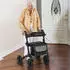 Costway Rollator faltbar 2in1 Rollstuhl Reiserollator mit Sitz Luftbereifung Tasche Stockhalter Gehhilfe höhenverstellbar bis 140kg Schwarz