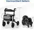 Costway Rollator faltbar 2in1 Rollstuhl Reiserollator mit Sitz Luftbereifung Tasche Stockhalter Gehhilfe höhenverstellbar bis 140kg Schwarz