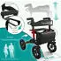 Eloneo Rollator faltbar leicht Outdoor mit Sitz Luftbereifung Klick Go System feststellbare Bremse Lufträder Rot