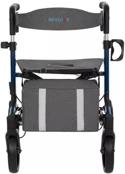 Antar Leichter Aluminium-Rollator mit Softreifen & abnehmbarer Rückenlehne Blau