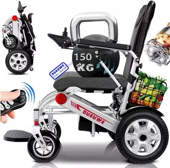 Bueuwe Elektrischer Rollstuhl faltbar mit Einkaufskorb 26a