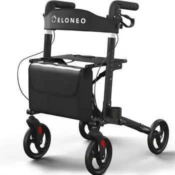 Eloneo Leichtgewicht-Reiserollator aus Aluminium schwarz