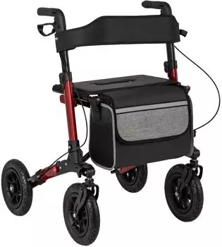 Costway Rollator faltbar, Aluminium, Luftbereifung, bis 140kg, rot