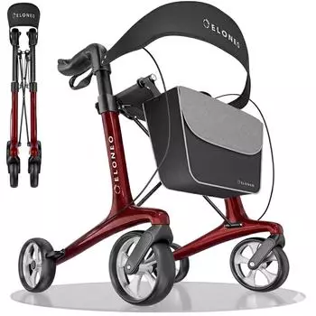 Eloneo Carbon Rollator faltbar mit Sitz, 5,1kg, Gr&ouml;&szlig;e M (24755)