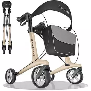 Eloneo Rollator Carbon, faltbar, 5,5kg, Gr&ouml;&szlig;e L, creme (24759)