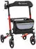 Helavo Aluminium Rollator faltbar mit Sitzfläche und Reisetasche leicht 8,3kg rot