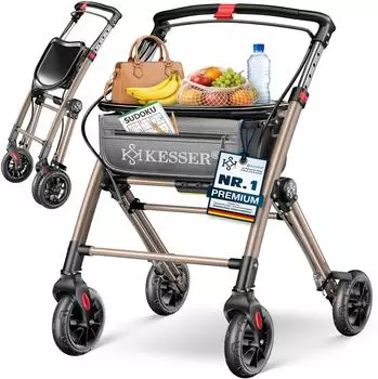 Kesser Rollator klappbar, schmal, Aluminium, 100kg