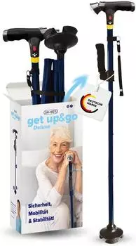 DR-HO'S Get Up & Go Gehstock mit LED-Licht 4-Punkt-Fu&szlig;