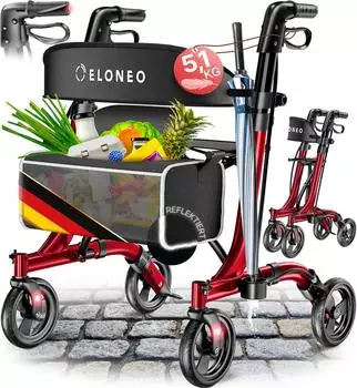 Eloneo Rollator faltbar 5,1kg rot