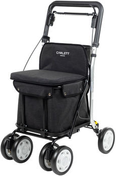 Carlett Einkaufstrolley mit 4 Rädern und Sitz klappbar schwarz