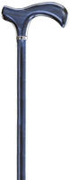 Melbourne Design Gehstock, Holz, Derbygriff, Jeans-blau gebeizt, seidenmatt lackiert,