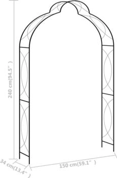 vidaXL Rosenbogen schwarz150x34x240 cm Eisen (47095)