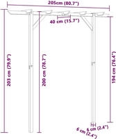 vidaXL Gartenpergola 205x40x203 cm Holz