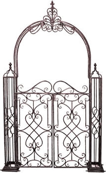 Garden Pleasure Rankbogen mit Tor TOWADA Metall schwarz gebogen 150 x 245 cm (950499)