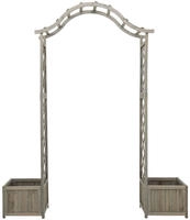 vidaXL Garten-Pergola mit Blumenkasten Grau Massivholz Tanne