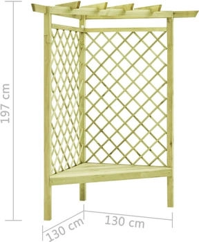 vidaXL Eckpergola mit Bank 130×130×197 cm Kiefernholz Imprägniert (49029)