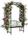 Relaxdays Rosenbogen mit Bank, Metall, schwarz