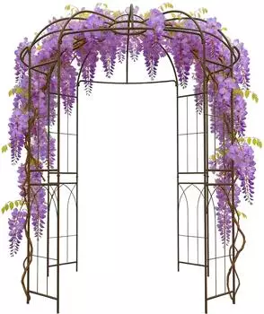 Relaxdays Rosenpavillon Metall, 275x211x211cm, Rankhilfe Kletterpflanzen, Bronze