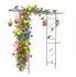 Relaxdays Rosenbogen mit Vogelbad & Futterstation, Metall, Schwarz