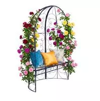 Relaxdays Gartenbank Mit Rankpavillon, Laubenbank Bis 240 Kg, Hbt 178 X 120 X 58 Cm,