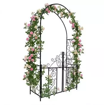 Relaxdays Rosenbogen Rankgitter Metall schwarz (230x130x38cm)