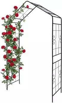 Relaxdays Rosenbogen Metall, schwarz, 143x240x43cm