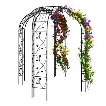 Relaxdays Rosenpavillon Rankbogen Metall schwarz