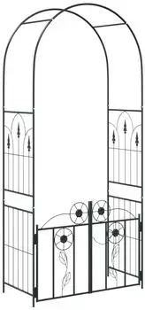 vidaXL Gartenbogen mit Schloss, schwarz, 102x50x218cm (42021344)