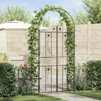 vidaXL Gartenbogen Stahl schwarz 115x37x226cm