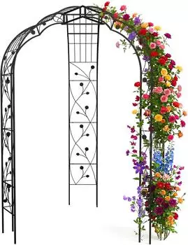 Relaxdays Rosenpavillon Metall, schwarz, 178x250x178cm