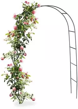 Relaxdays Rosenbogen Rankhilfe aus Metall, 240cm, dunkelgr&uuml;n, 2er-Set