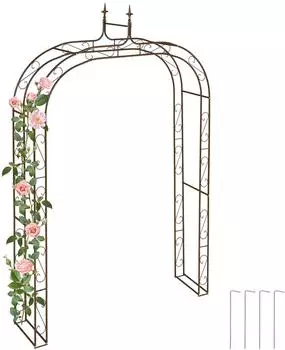 Relaxdays Rosenbogen Metall, 240x155x39cm, braun (10050717_0)