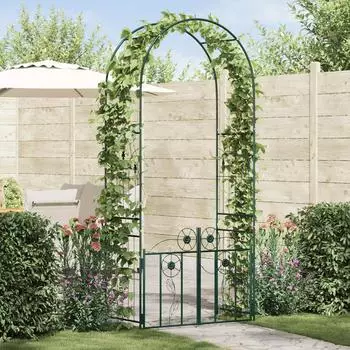 vidaXL Gartenbogen mit Schloss gr&uuml;n 102x50x218cm Stahl