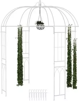 Relaxdays Rosenpavillon Metall, weiß, 211x269x211cm