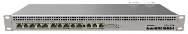 MikroTik RB1100AHx4 Dude Edition Router 1 Gbps IPSec Ethernet Power over RS-232 Rack-Modul 1 HE (RB1100DX4)