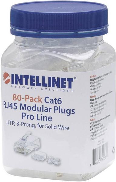 Intellinet Network Solutions Intellinet 80er-Pack Cat6 RJ45-Modularstecker Pro Line UTP 3-Punkt-Aderkontaktierung für Massivdrah