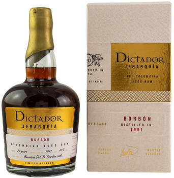 Dictador Jerarquia 1991/2020 28 Jahre Bourbon Cask 0.7l 41% Dictador Jerarquia 1991/2020 28 Jahre Bourbon Cask 0.7l 41%