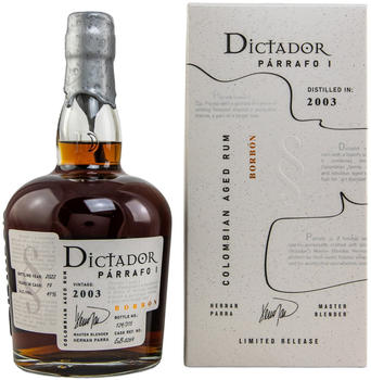Dictador Parrafo 2003/2022 19 Jahre Single Bourbon Cask 0.7l 41% Dictador Parrafo 2003/2022 19 Jahre Single Bourbon Cask 0.7l 41%